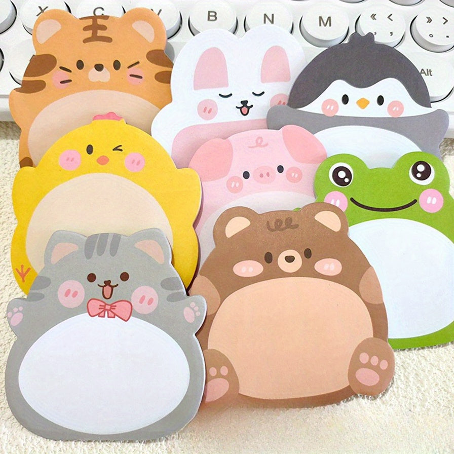 A Set of 8 with 160 Sheets of Cute Korean Cartoon Animal Sticky Notes, Creatively Designed As Standing Animals for Messages And Reminders, Perfect As Gifts Or Rewards for Teachers in The Classroom.