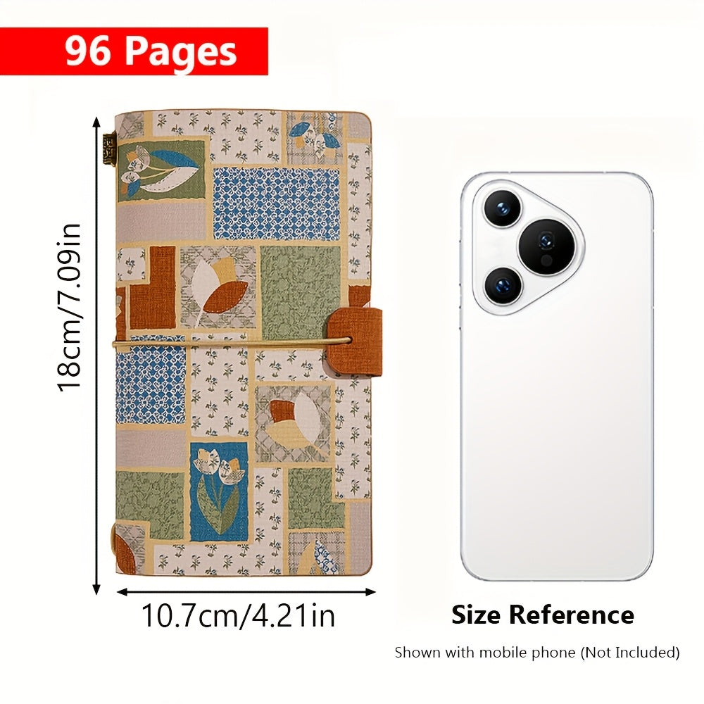 A6 Floral PU Notebook - Features a Vintage Strap Closure Design, Includes 96 Removable Pages, And Serves As a Portable Refillable Journal Ideal for Students, Writers, And Daily Planners, Making It a Stylish Organizer Gift.