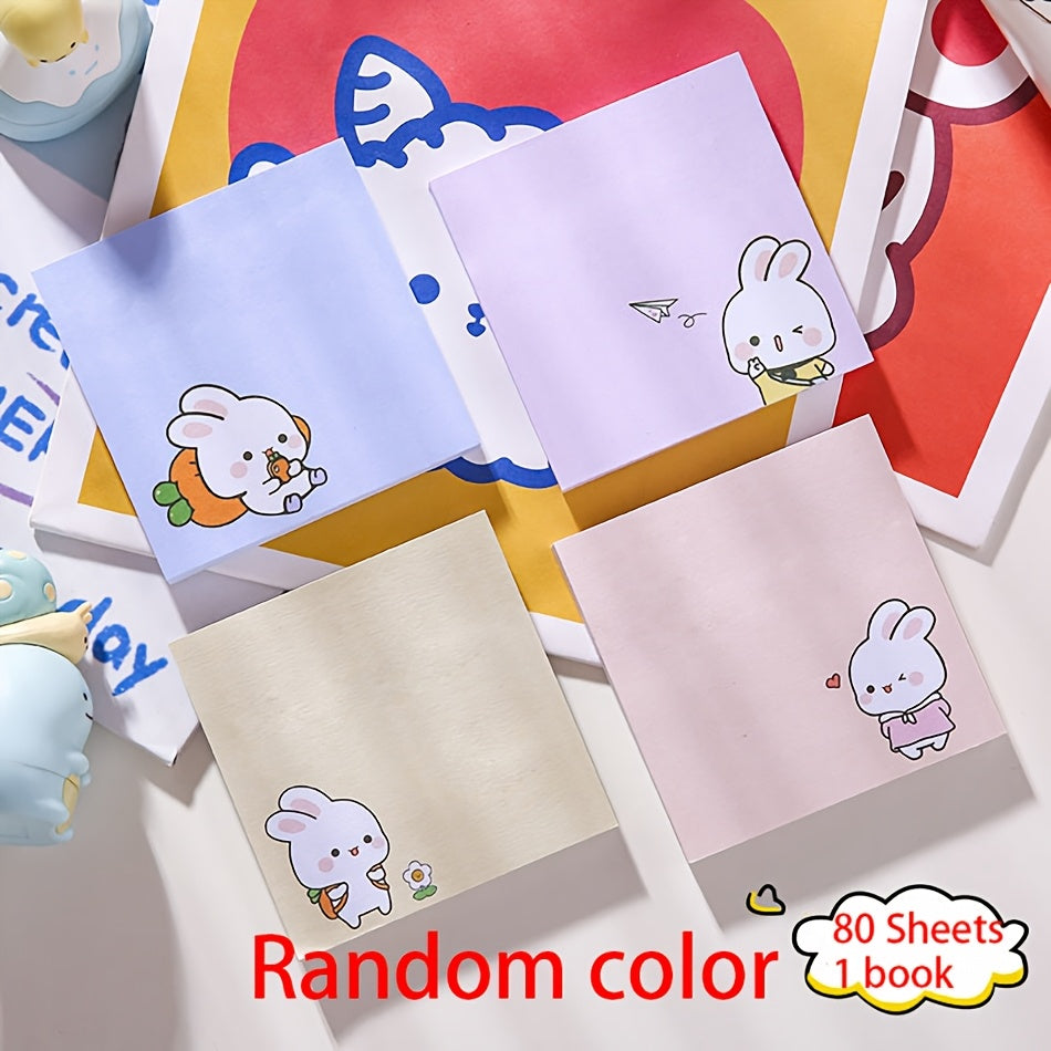80 Sheets Per Book of Adorable Portable Solid Color Cartoon Sticky Notes - Random Colors of Tearable Paper Towels And Reminder Notes