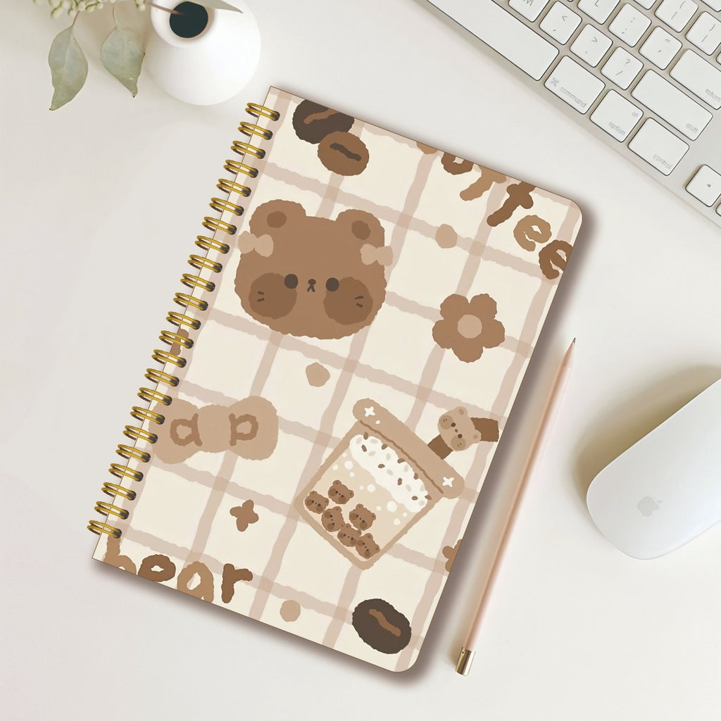 1pc Cute Bear Spiral Notebook - Adorable Bear Cover & Horizontal, 5.5\