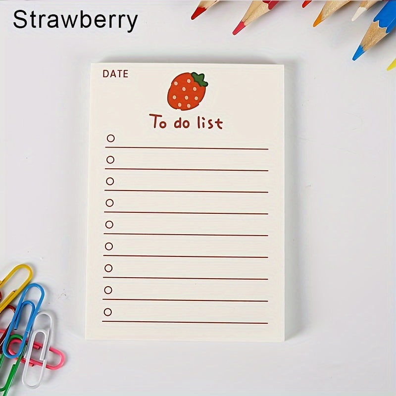 Adorable Fruit Planner Adorable Fruit-Themed Daily Planner To-Do List Notepad | 1pc of 50 Sheets Stationery