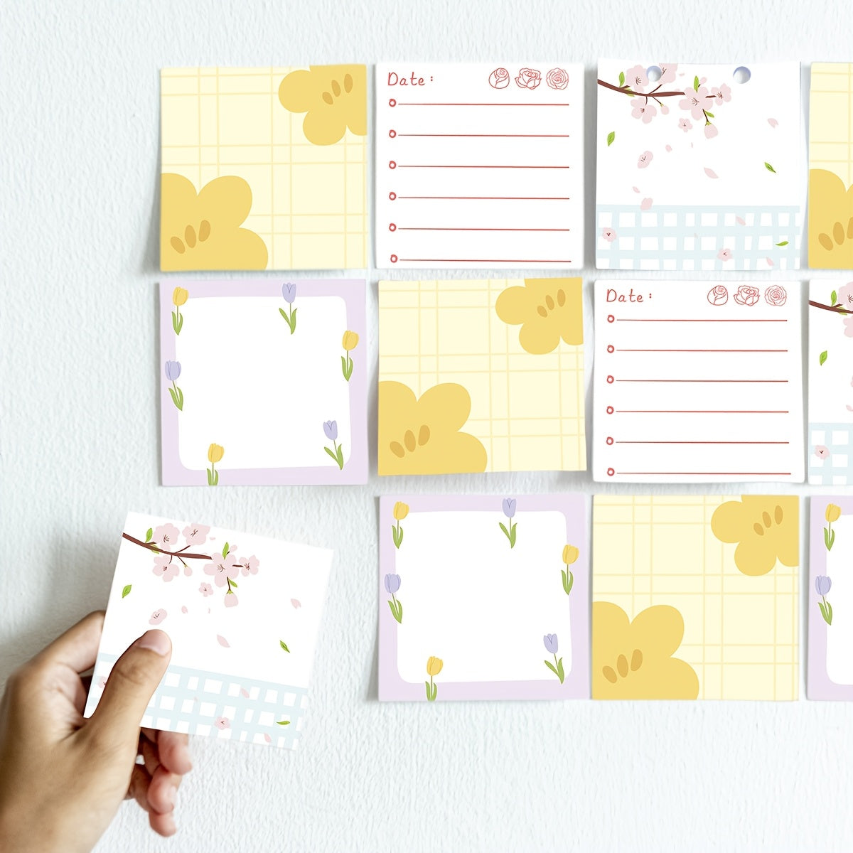 Cute 1pc\u002F4pcs 3x3 inch Self-Sticking Note Papers set, Adorable Cartoon Memo Pads with High-Adhesive, Reusable Tearable Post it Notes for Journal Planners Office School Home, Bulk Cute Stationery Gift