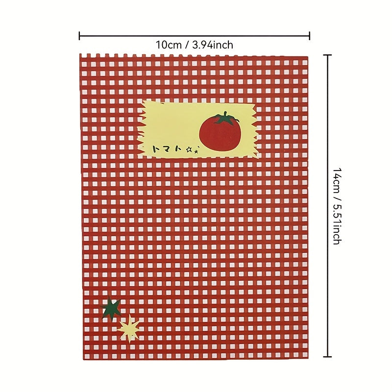 100pcs of Korean-Style Tomato Checkered High-Quality Blank Mini Notebooks, Unique Student Planners And Diaries