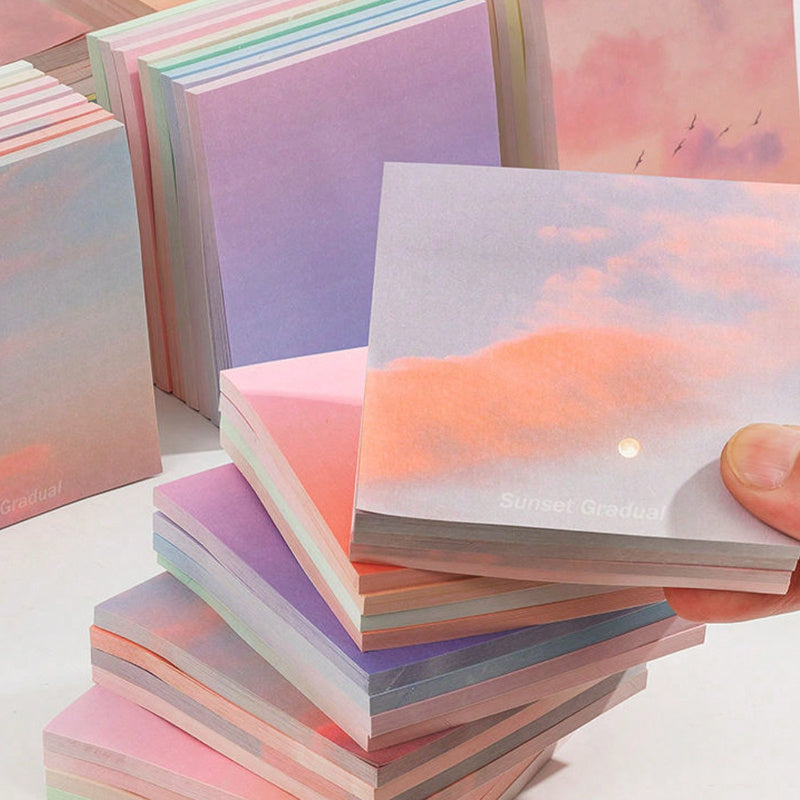 50 Sheets of Gradient Color Sticky Notes Set, Each Page Is a Transition from Pink Mist to Purple Glow, Stick It in a Notebook\u002FPlanner, It Is Both a Sticky Note And a Decorative Painting for Office And School Supplies
