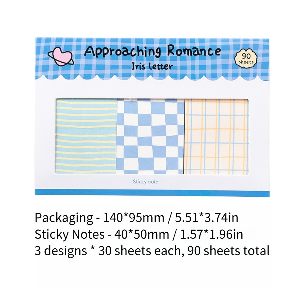 90 Sheets Grid Sticky Notes\u002FVintage Striped Grid\u002FMultiple Colors\u002FJournal Decoration\u002FBasic Paper Memo Pad\u002FWriting Memo Book\u002FMessage Notes\u002FStudent Paper Set\u002FMultiple Styles\u002FStudy