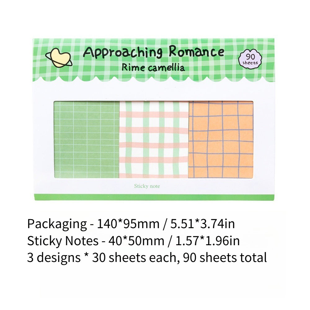 90 Ets New Plaid Combo Sticky Notes, Vintage Striped Plaid, Multiple Colors Available, Journal Decoration, Basic Material Paper, Notepad, Writing Paper Notepad, Message Notes, Notepad, Student Message Paper Set (Multiple Styles), Study Record Notes