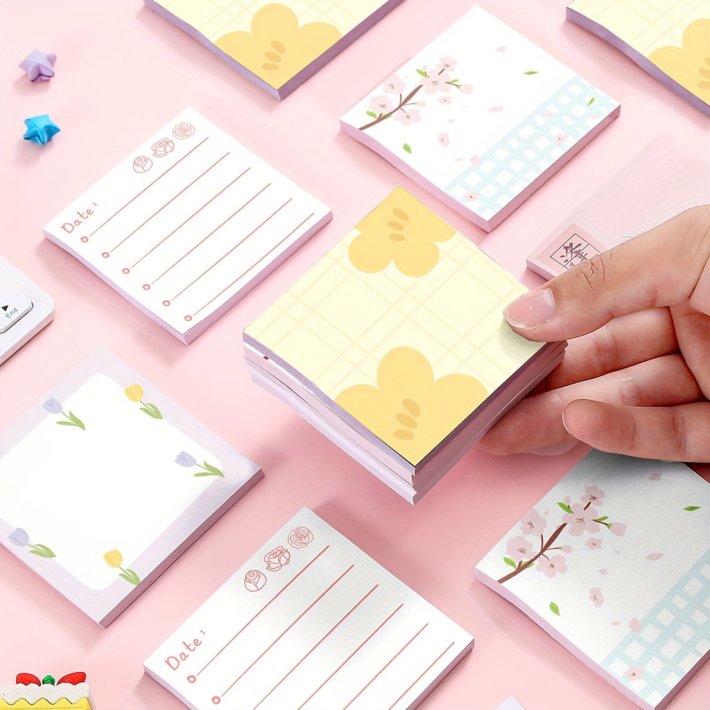 Cute 1pc\u002F4pcs 3x3 inch Self-Sticking Note Papers set, Adorable Cartoon Memo Pads with High-Adhesive, Reusable Tearable Post it Notes for Journal Planners Office School Home, Bulk Cute Stationery Gift