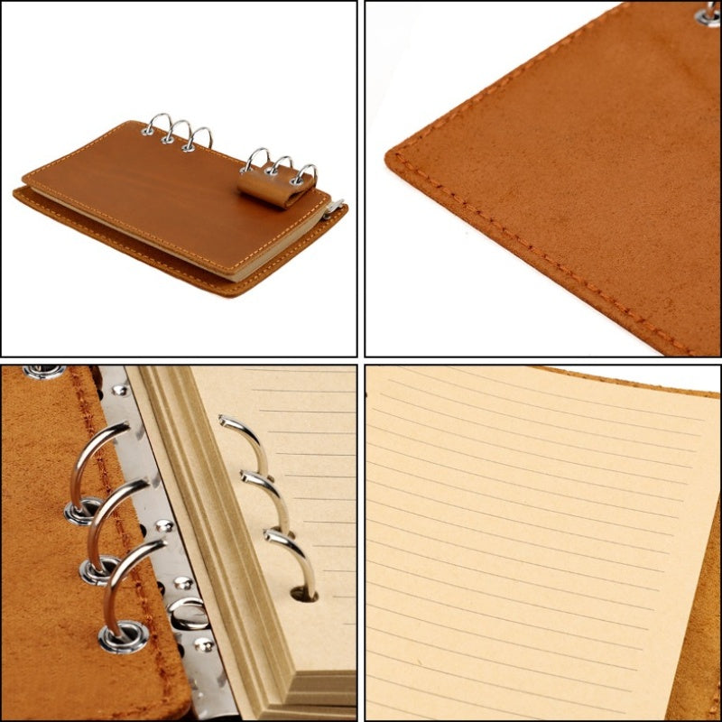 Vintage Genuine Leather Loose-Leaf Notebook | Replaceable Pages, Detachable Binder Design for Accounting, Travel Journaling, Daily Records, and Creative Writing