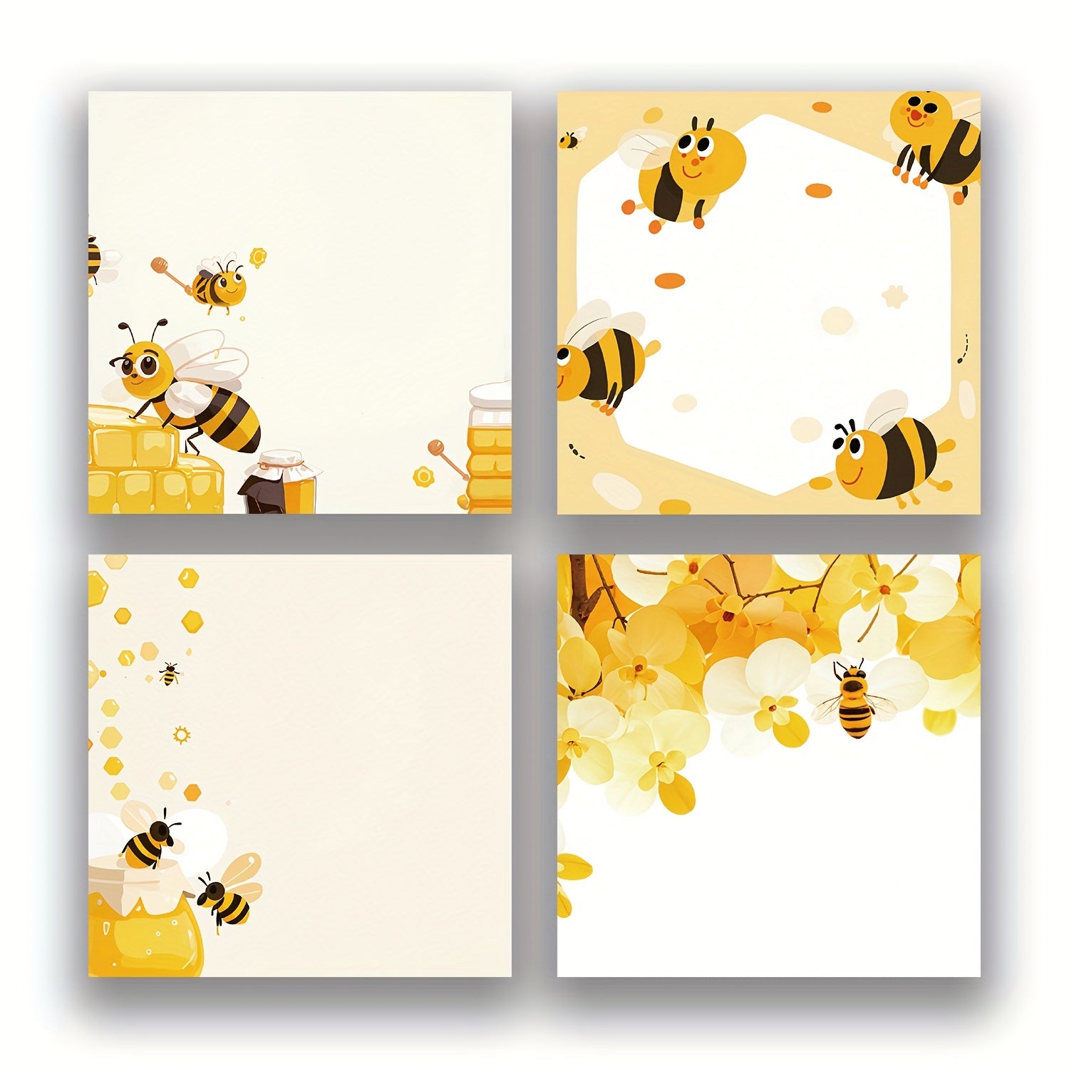 Adorable Sweet Bee Adorable 3x3 Inch Sweet Bee 1pc\u002F4pcs Sticky Note Set | Reusable Tearable Notes with Strong Adhesion for Journals, Planners, Offices, Schools and Homes, Bulk Cute Stationery Gifts