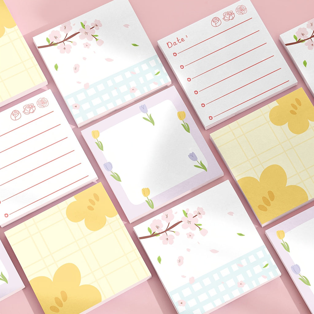 Cute 1pc\u002F4pcs 3x3 inch Self-Sticking Note Papers set, Adorable Cartoon Memo Pads with High-Adhesive, Reusable Tearable Post it Notes for Journal Planners Office School Home, Bulk Cute Stationery Gift
