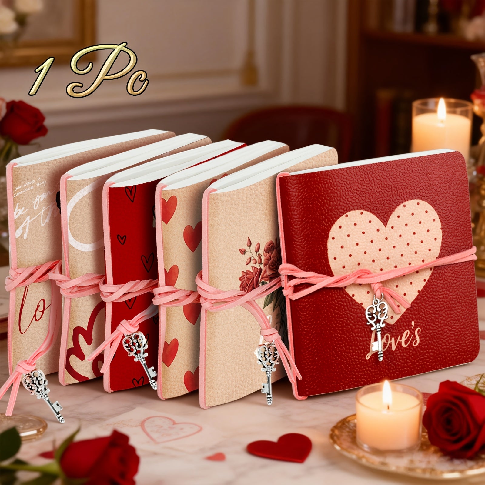 1pc Adorable Love-Themed Sketchbook with Leather Bookmark - 80-Page Blank Diary Journal, Portable Notebook for Travel, School, Creative Writing - Cute Gift Suitable for,, Valentine's Day, Back-to-School & Diary Writing