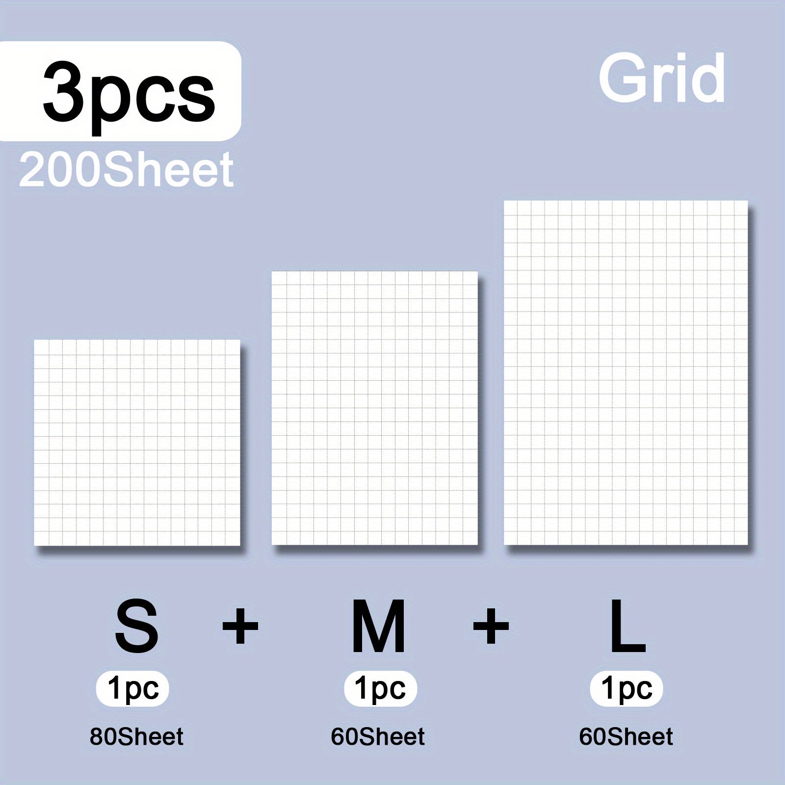 80 Small & 60 Large Sticky Notes 80 Small & 60 Large\u002FMedium Self-Adhesive Portable Student Note Markers: The Perfect Book of Horizontal Strip & Grid Sticky Notes for School & Office Use!