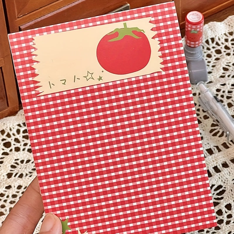 100pcs of Korean-Style Tomato Checkered High-Quality Blank Mini Notebooks, Unique Student Planners And Diaries