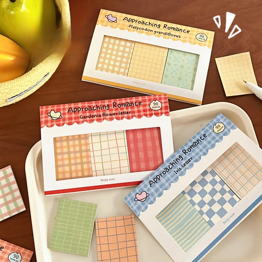 90 Sheets Grid Sticky Notes\u002FVintage Striped Grid\u002FMultiple Colors\u002FJournal Decoration\u002FBasic Paper Memo Pad\u002FWriting Memo Book\u002FMessage Notes\u002FStudent Paper Set\u002FMultiple Styles\u002FStudy