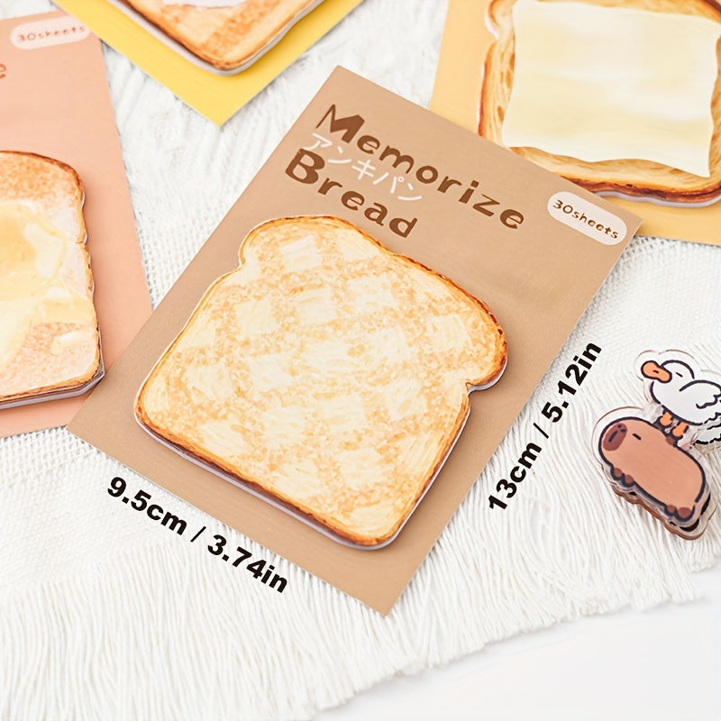 4-Pack Toast-Shaped Sticky Notes, Tearable Office Memo Pads, Index Tabs for Students, Study, Office Notes, and On-the-Go Use
