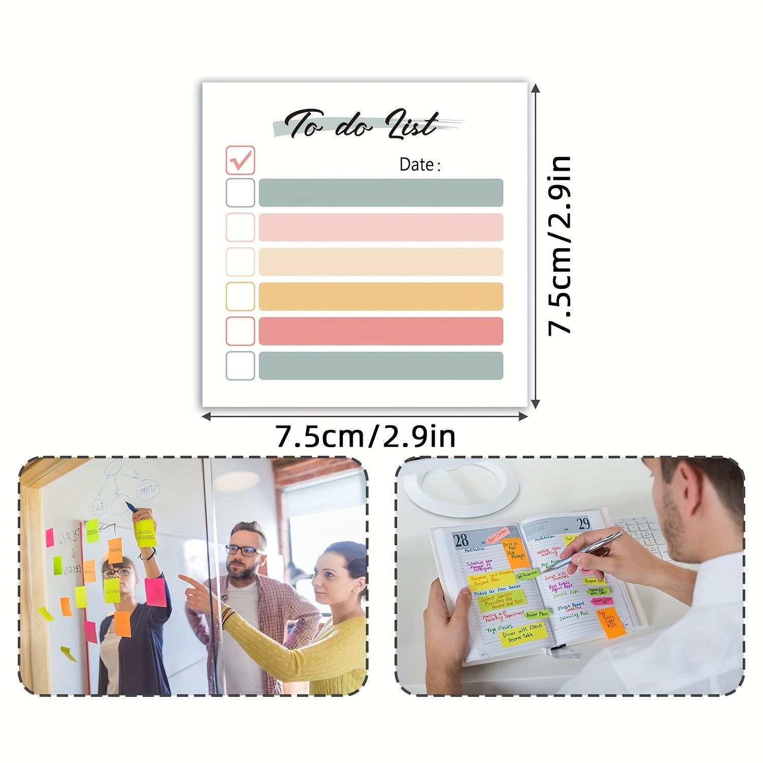 Soft Hue Check 1pc\u002F4pcs 3X3 Inch Sticky Notes Set, Vintage Memo Pads with High-Adhesive, Post Reusable Tearable It Notes for Journal Planners Office School Home, Bulk Retro Stationery Gift