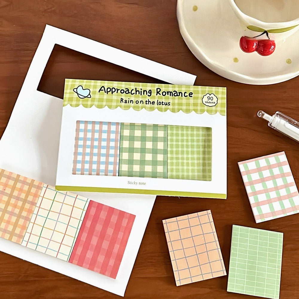 90 Sheets Grid Sticky Notes\u002FVintage Striped Grid\u002FMultiple Colors\u002FJournal Decoration\u002FBasic Paper Memo Pad\u002FWriting Memo Book\u002FMessage Notes\u002FStudent Paper Set\u002FMultiple Styles\u002FStudy