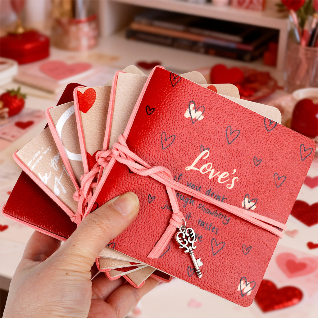 1pc Adorable Love-Themed Sketchbook with Leather Bookmark - 80-Page Blank Diary Journal, Portable Notebook for Travel, School, Creative Writing - Cute Gift Suitable for,, Valentine's Day, Back-to-School & Diary Writing