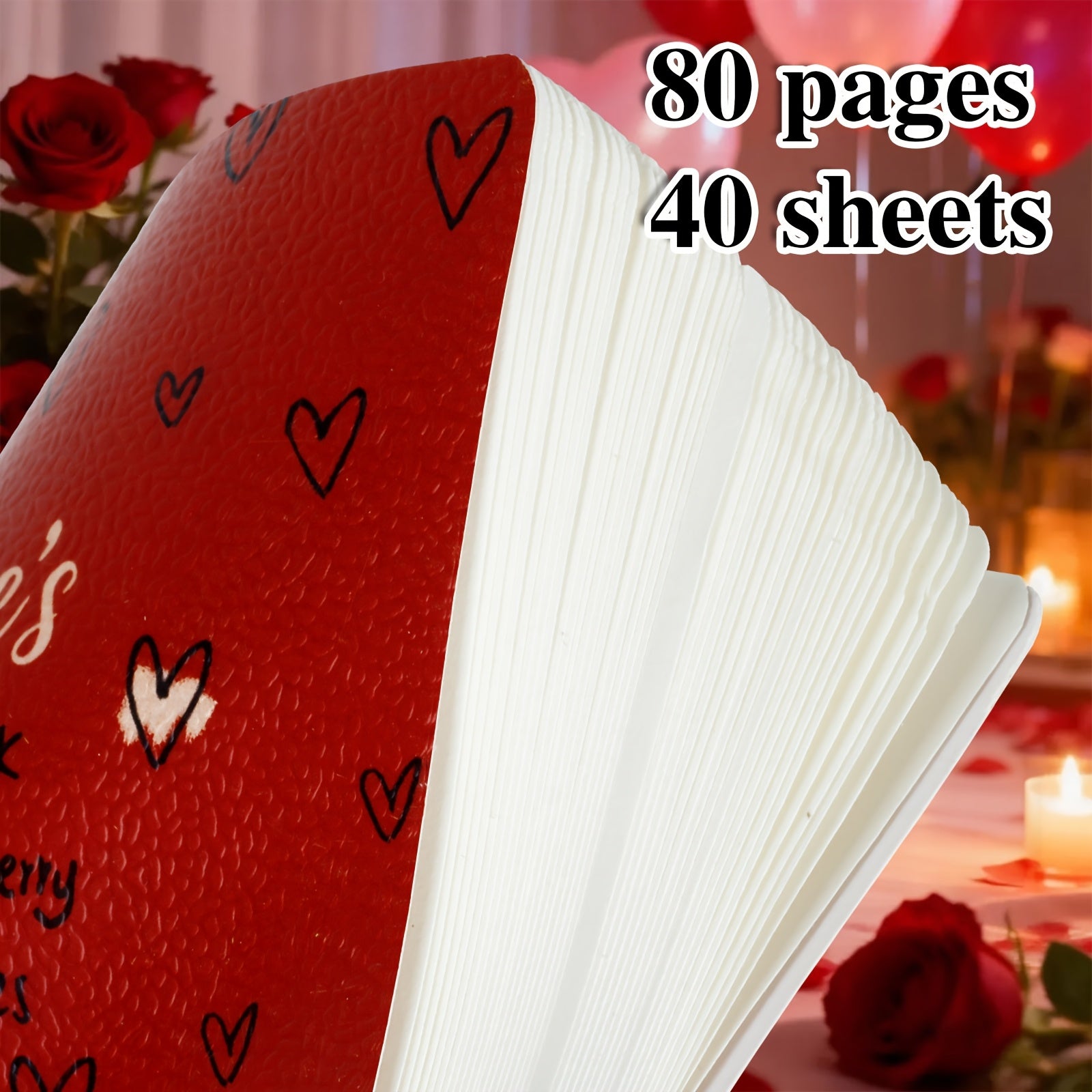 1pc Adorable Love-Themed Sketchbook with Leather Bookmark - 80-Page Blank Diary Journal, Portable Notebook for Travel, School, Creative Writing - Cute Gift Suitable for,, Valentine's Day, Back-to-School & Diary Writing