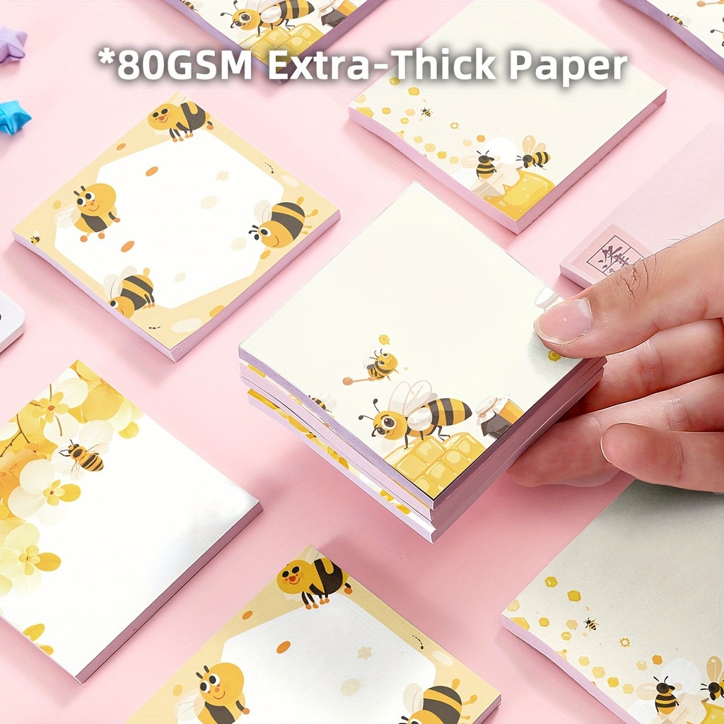 Adorable Sweet Bee Adorable 3x3 Inch Sweet Bee 1pc\u002F4pcs Sticky Note Set | Reusable Tearable Notes with Strong Adhesion for Journals, Planners, Offices, Schools and Homes, Bulk Cute Stationery Gifts