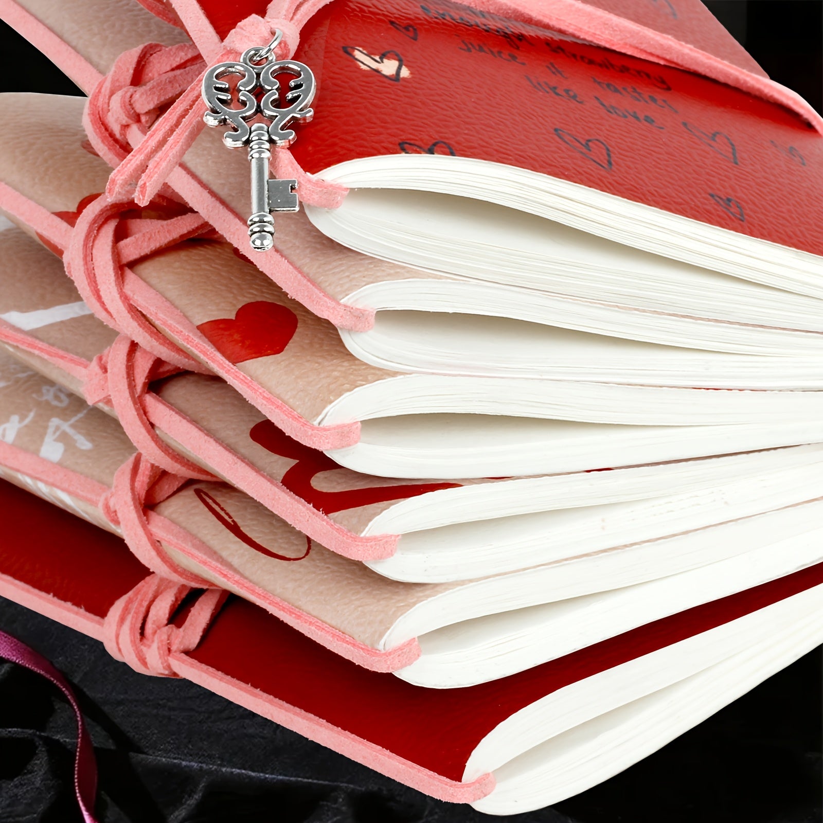 1pc Adorable Love-Themed Sketchbook with Leather Bookmark - 80-Page Blank Diary Journal, Portable Notebook for Travel, School, Creative Writing - Cute Gift Suitable for,, Valentine's Day, Back-to-School & Diary Writing