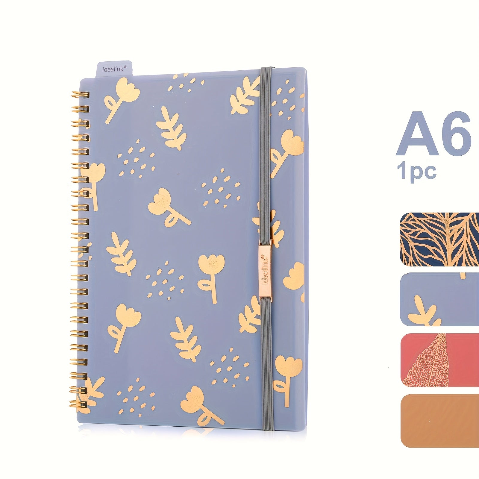 1pc, 160 Pages, A5\u002FA6 Size, PP Coil Spiral Notebook, Floral Design with Hot Stamping, Bandage Diary, PP Study Planner, Stationery, Teacher Materials, Office Supplies, Study Materials, Back-To-School Items