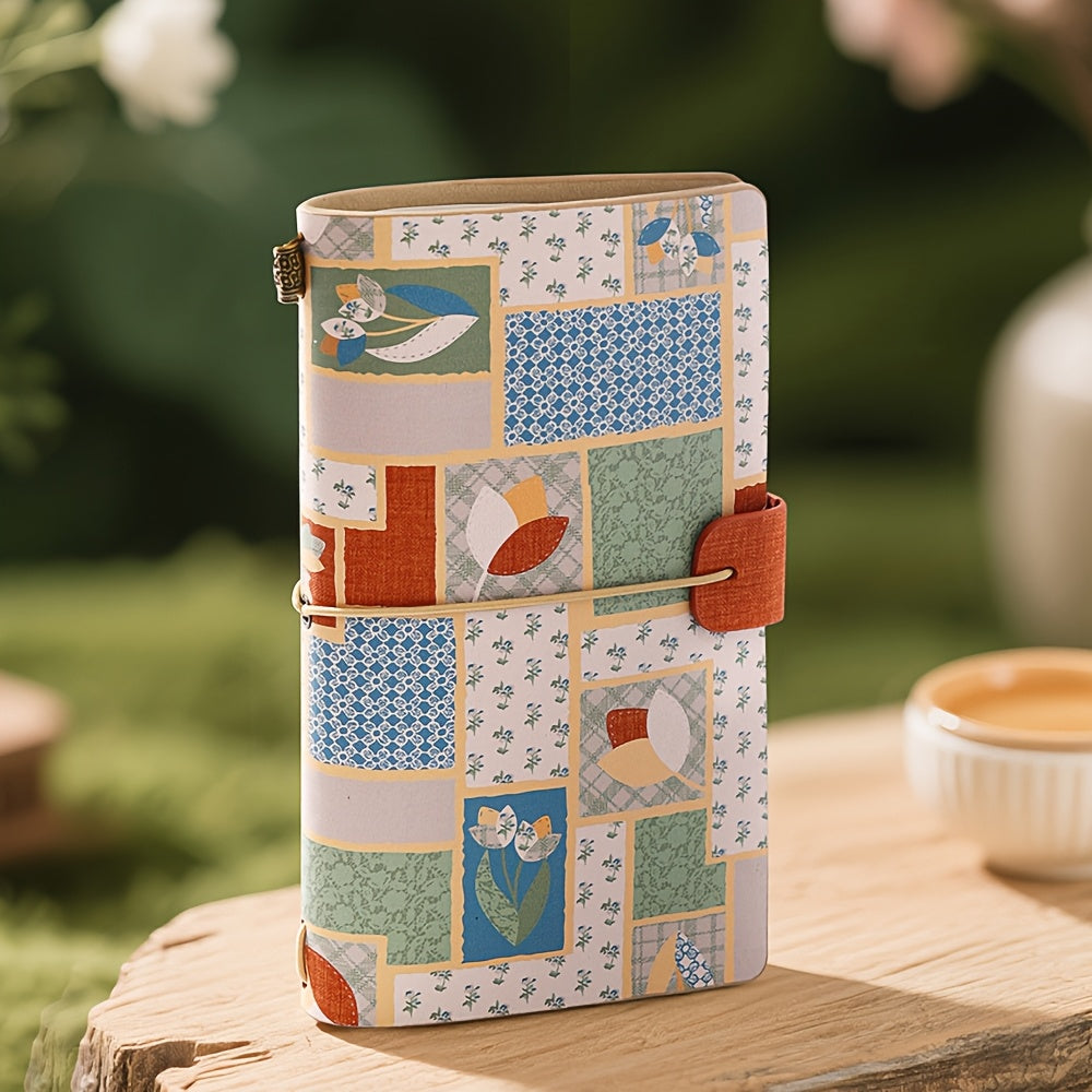 A6 Floral PU Notebook - Features a Vintage Strap Closure Design, Includes 96 Removable Pages, And Serves As a Portable Refillable Journal Ideal for Students, Writers, And Daily Planners, Making It a Stylish Organizer Gift.