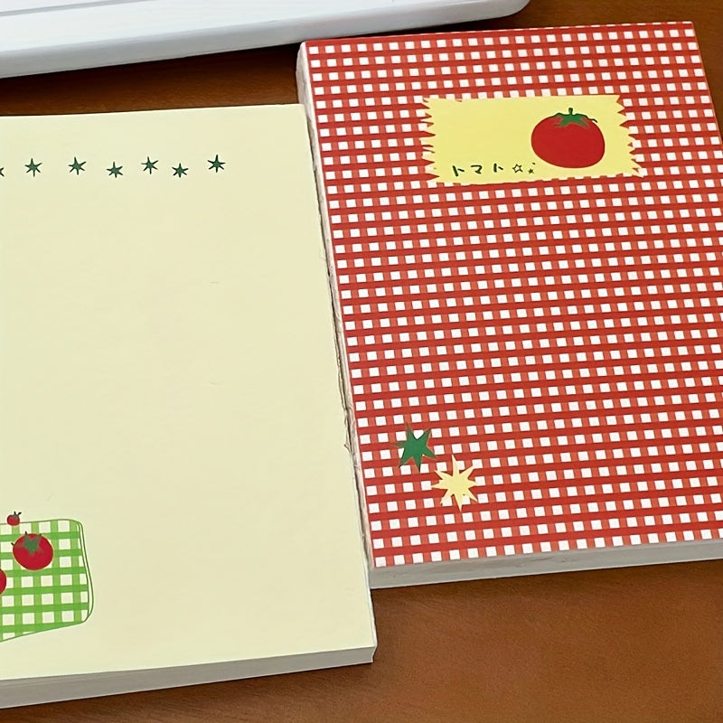 100pcs of Korean-Style Tomato Checkered High-Quality Blank Mini Notebooks, Unique Student Planners And Diaries