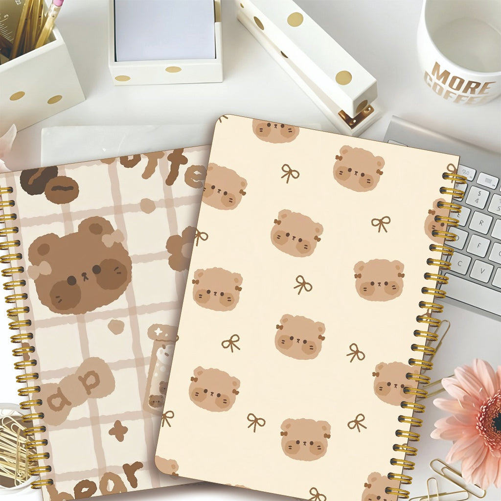 1pc Cute Bear Spiral Notebook - Adorable Bear Cover & Horizontal, 5.5\