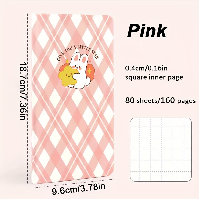 1pc Cute Cartoon Animal Theme Notebook, 80 Sheets\u002F160 Pages, Grid Diary Planner for Weekly Planning and Journaling – Perfect School & Office Use! Back-to-School Essential