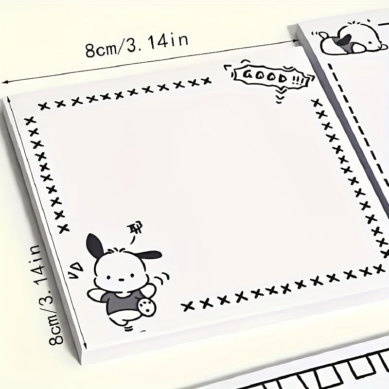 Authorized 1pc of Sanrio Pochacco Sticky Notes, Featuring a Black And White Minimalist Design, a Cute Personalized Calendar, And a Pocket-Sized Notebook Suitable for School And Office Use.