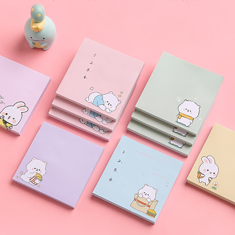 80 Sheets Per Book of Adorable Portable Solid Color Cartoon Sticky Notes - Random Colors of Tearable Paper Towels And Reminder Notes