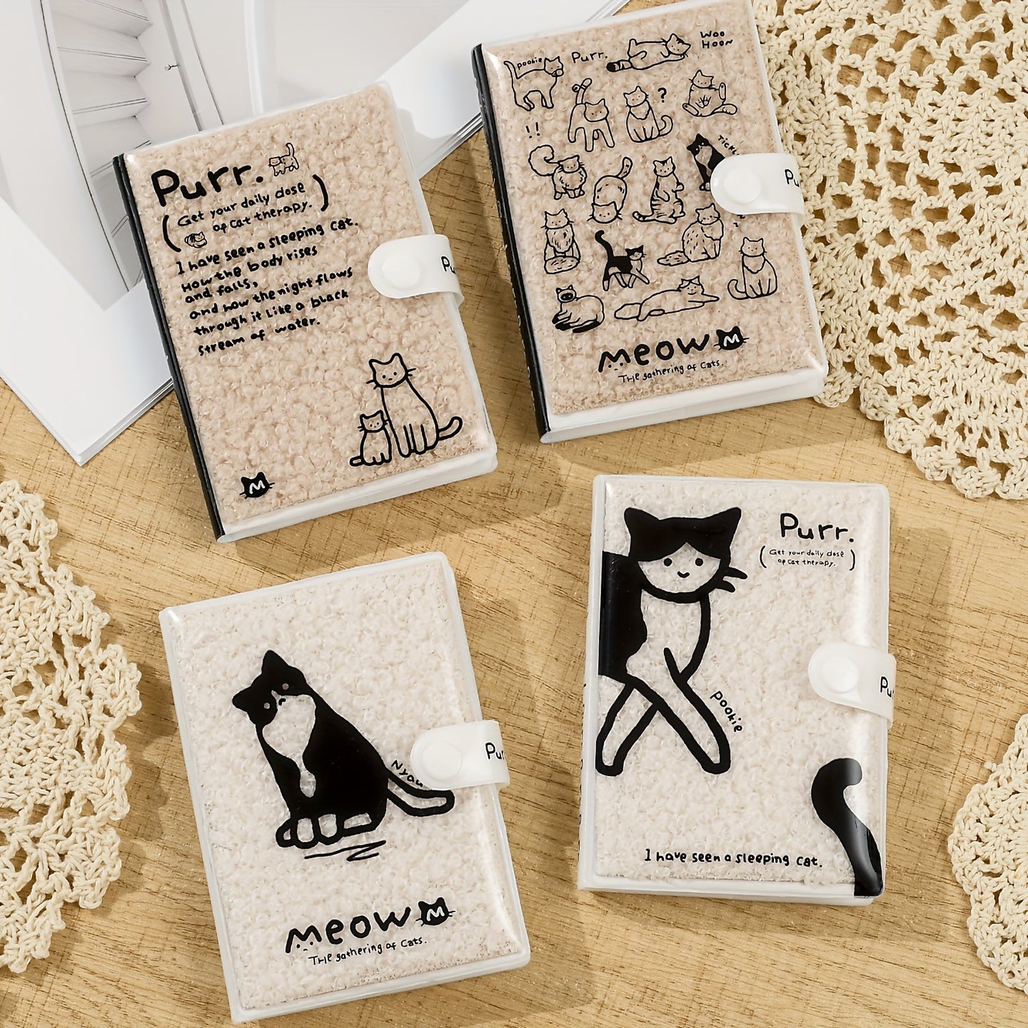 1pc, A7 Cat Pocket Notebook - Soft Plush Button Notebook, 192 Pages, Drawing Book, Stress Relief Diary, Thick Blank Marker Handbook, Schedule Notebook, Portable Travel Journal, Prize, Ideal Gifts, Festival Present