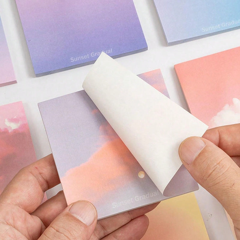 50 Sheets of Gradient Color Sticky Notes Set, Each Page Is a Transition from Pink Mist to Purple Glow, Stick It in a Notebook\u002FPlanner, It Is Both a Sticky Note And a Decorative Painting for Office And School Supplies