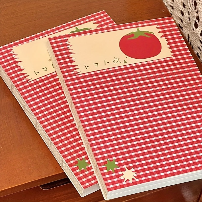 100pcs of Korean-Style Tomato Checkered High-Quality Blank Mini Notebooks, Unique Student Planners And Diaries