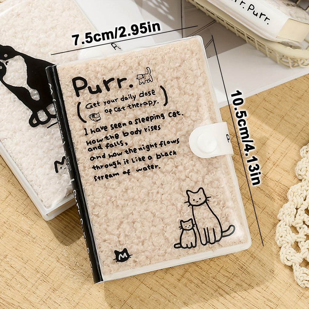 1pc, A7 Cat Pocket Notebook - Soft Plush Button Notebook, 192 Pages, Drawing Book, Stress Relief Diary, Thick Blank Marker Handbook, Schedule Notebook, Portable Travel Journal, Prize, Ideal Gifts, Festival Present