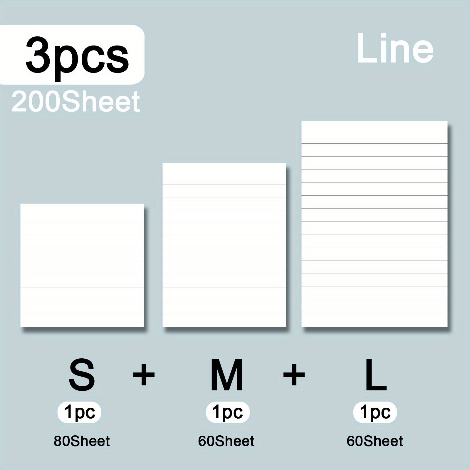 80 Small & 60 Large Sticky Notes 80 Small & 60 Large\u002FMedium Self-Adhesive Portable Student Note Markers: The Perfect Book of Horizontal Strip & Grid Sticky Notes for School & Office Use!