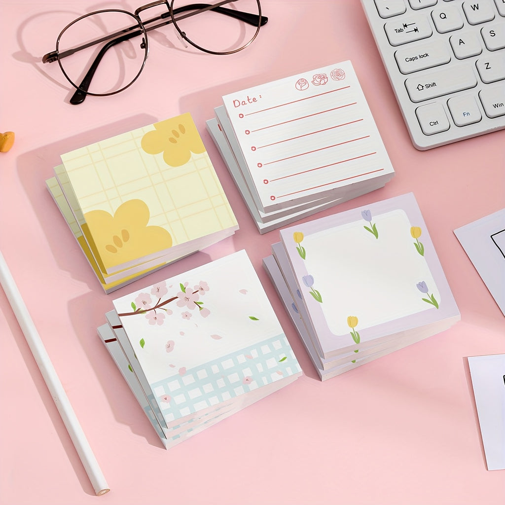 Cute 1pc\u002F4pcs 3x3 inch Self-Sticking Note Papers set, Adorable Cartoon Memo Pads with High-Adhesive, Reusable Tearable Post it Notes for Journal Planners Office School Home, Bulk Cute Stationery Gift
