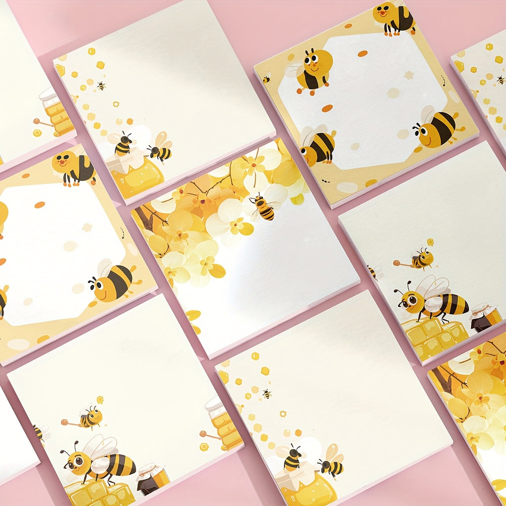 Adorable Sweet Bee Adorable 3x3 Inch Sweet Bee 1pc\u002F4pcs Sticky Note Set | Reusable Tearable Notes with Strong Adhesion for Journals, Planners, Offices, Schools and Homes, Bulk Cute Stationery Gifts