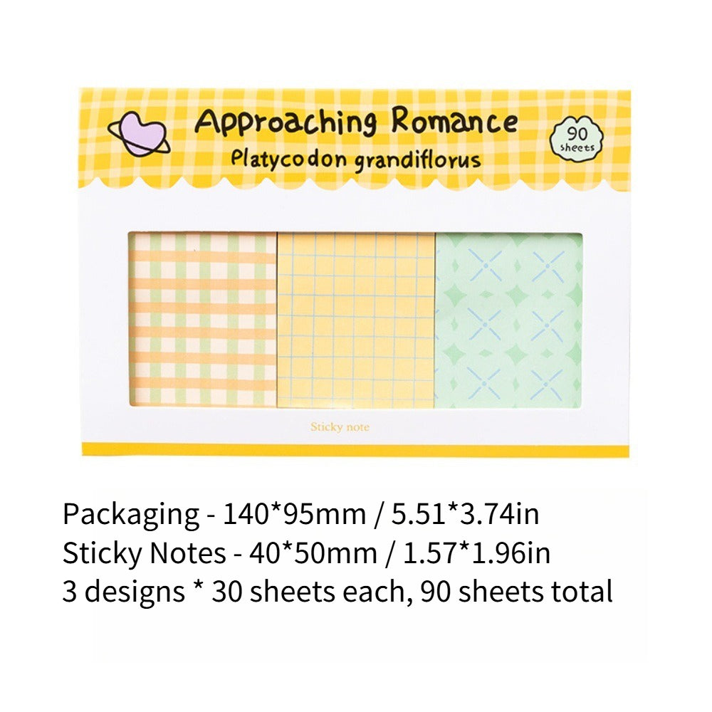 90 Ets New Plaid Combo Sticky Notes, Vintage Striped Plaid, Multiple Colors Available, Journal Decoration, Basic Material Paper, Notepad, Writing Paper Notepad, Message Notes, Notepad, Student Message Paper Set (Multiple Styles), Study Record Notes