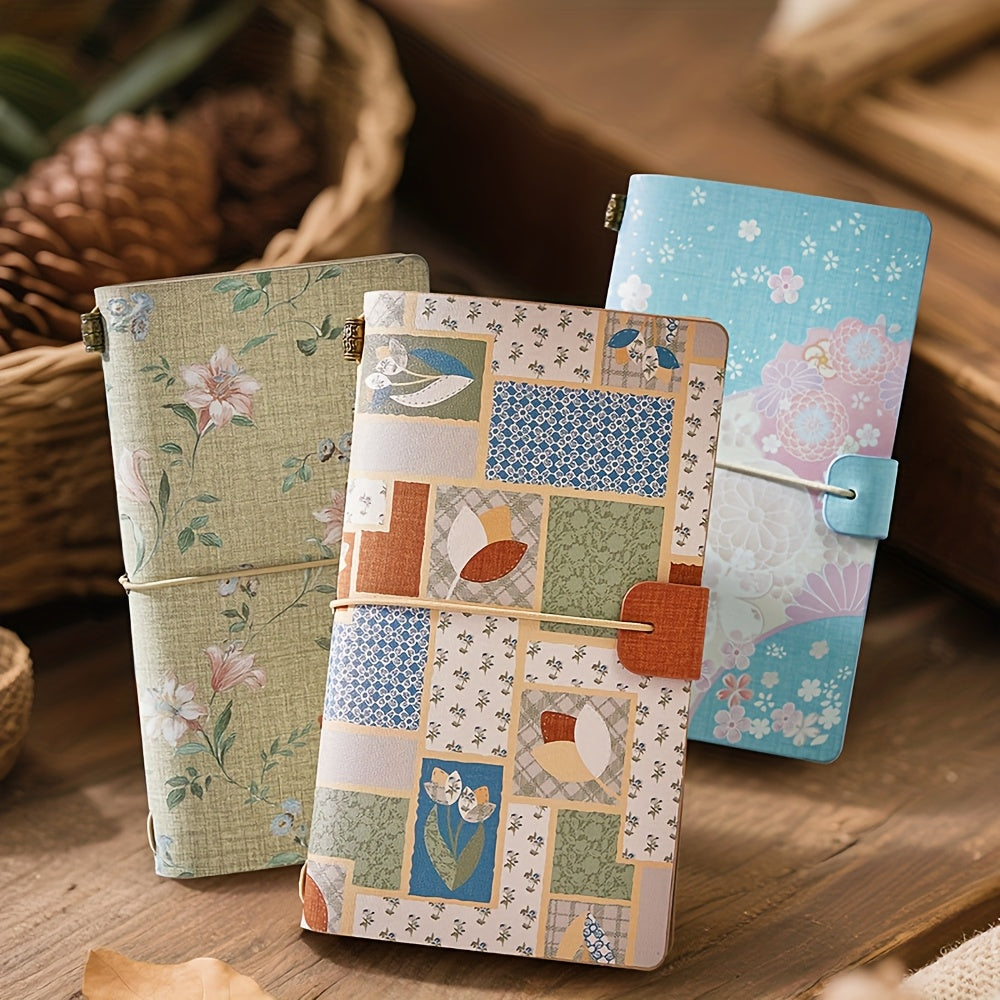 A6 Floral PU Notebook - Features a Vintage Strap Closure Design, Includes 96 Removable Pages, And Serves As a Portable Refillable Journal Ideal for Students, Writers, And Daily Planners, Making It a Stylish Organizer Gift.