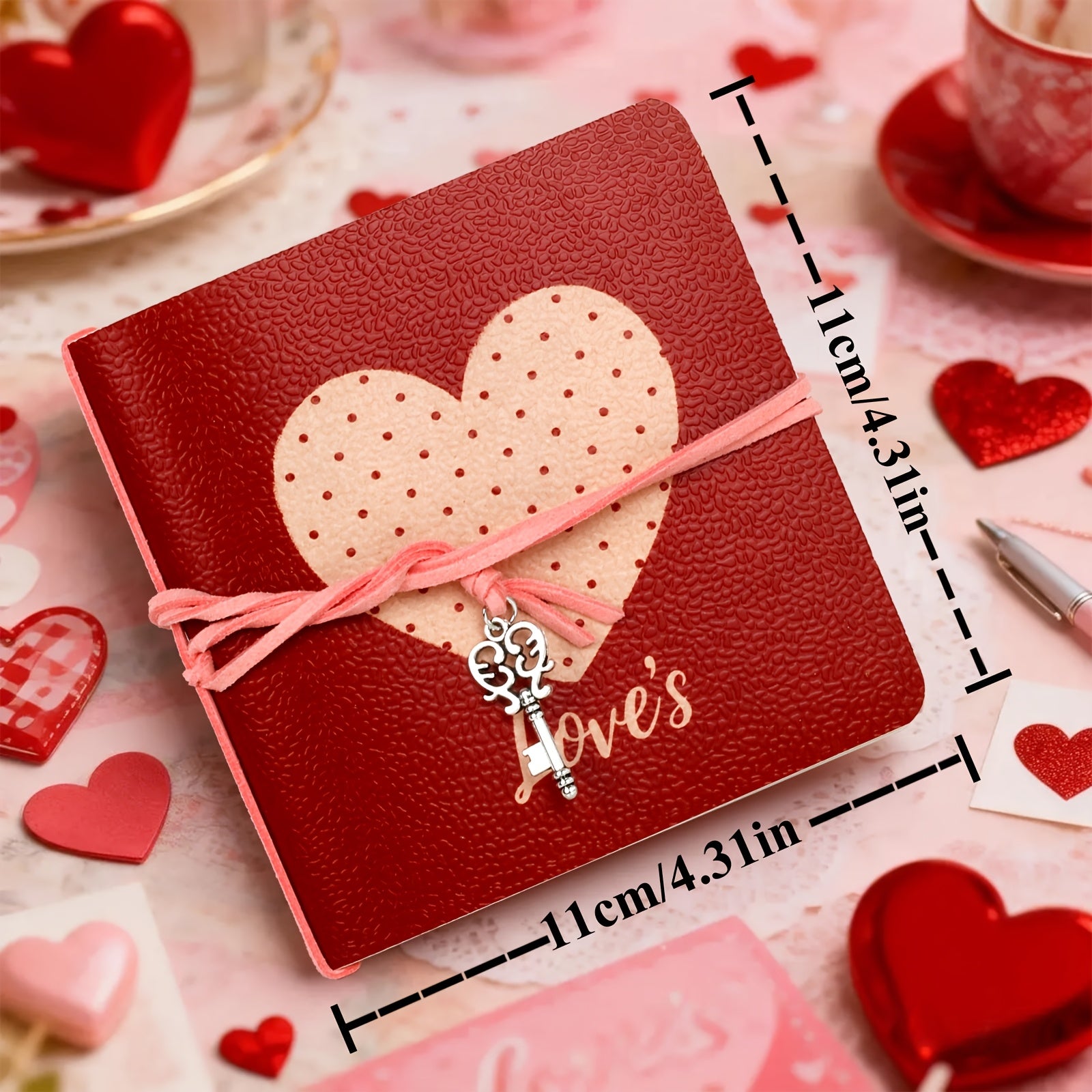 1pc Adorable Love-Themed Sketchbook with Leather Bookmark - 80-Page Blank Diary Journal, Portable Notebook for Travel, School, Creative Writing - Cute Gift Suitable for,, Valentine's Day, Back-to-School & Diary Writing