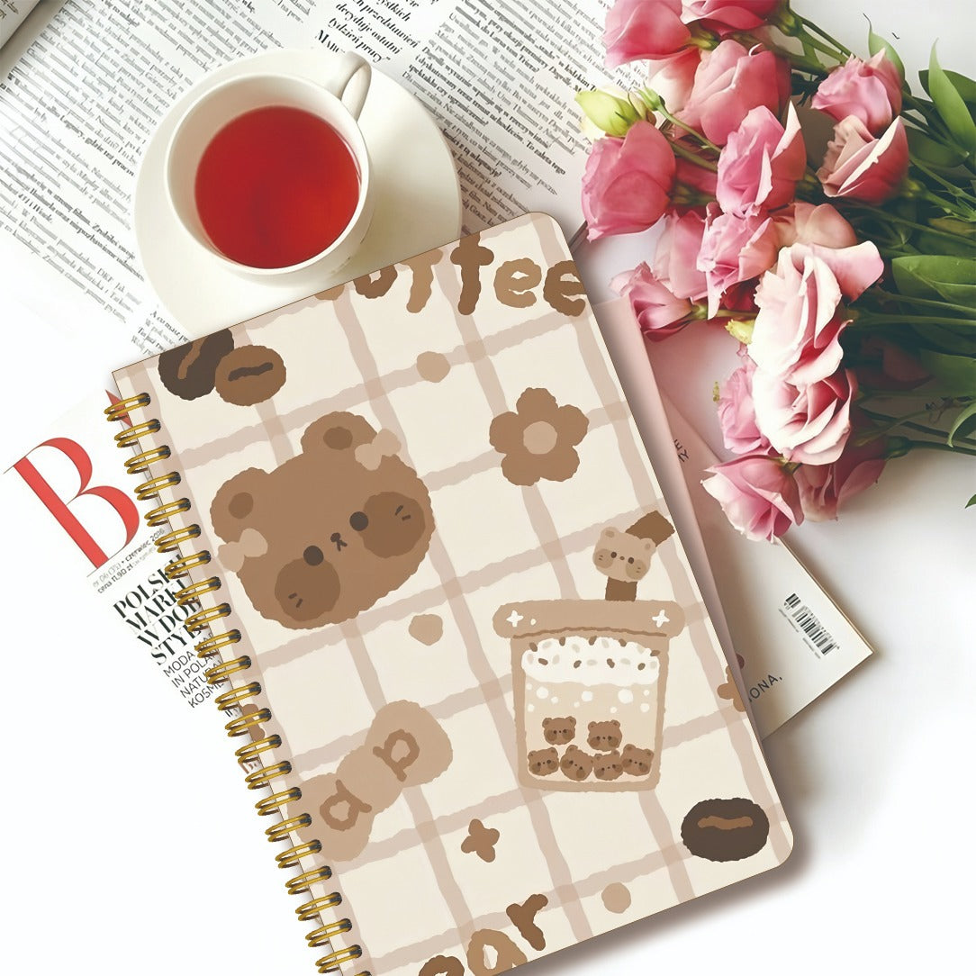 1pc Cute Bear Spiral Notebook - Adorable Bear Cover & Horizontal, 5.5\