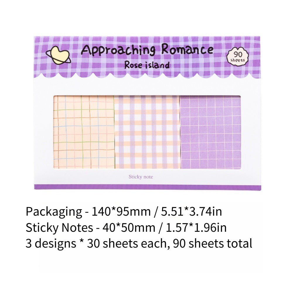 90 Ets New Plaid Combo Sticky Notes, Vintage Striped Plaid, Multiple Colors Available, Journal Decoration, Basic Material Paper, Notepad, Writing Paper Notepad, Message Notes, Notepad, Student Message Paper Set (Multiple Styles), Study Record Notes