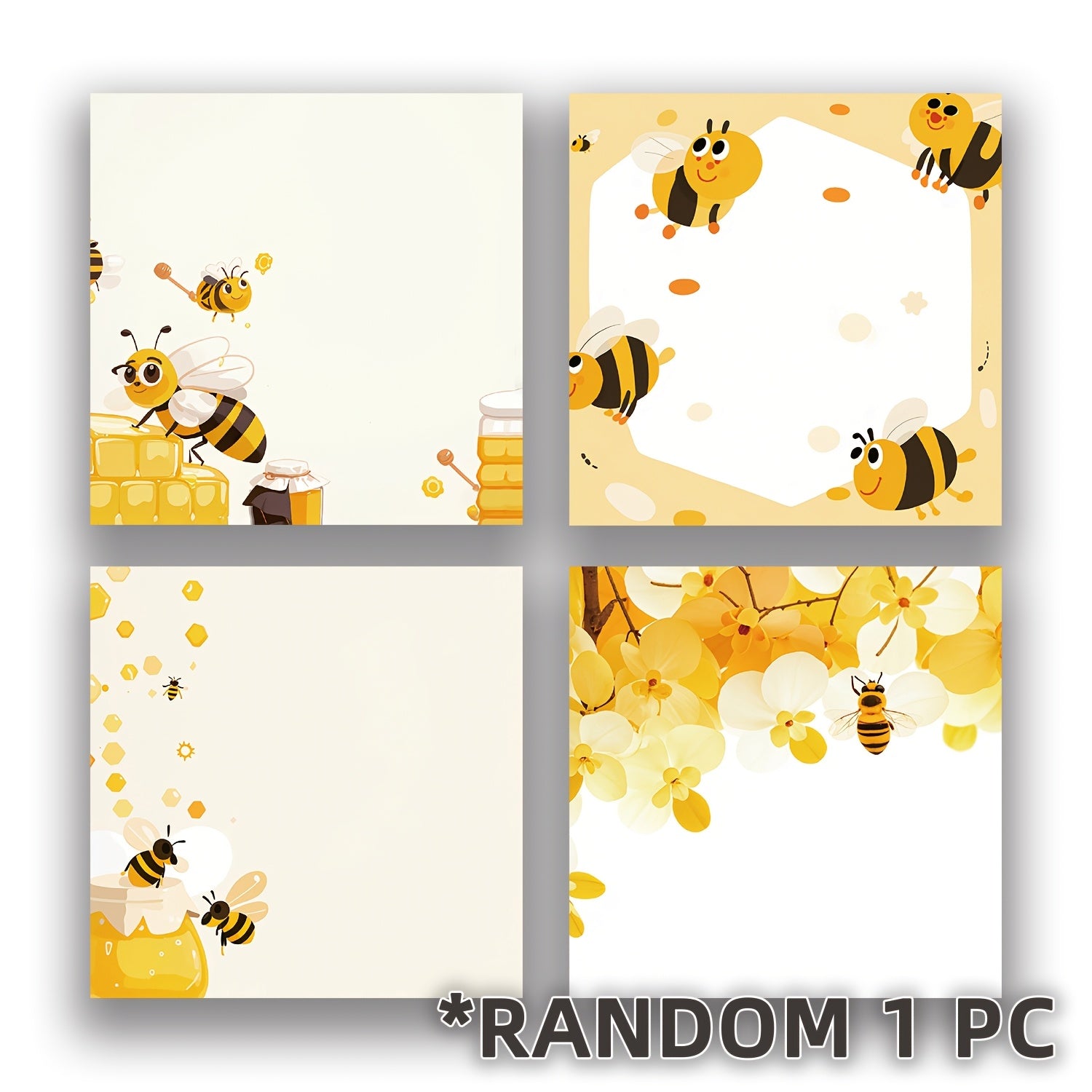 Adorable Sweet Bee Adorable 3x3 Inch Sweet Bee 1pc\u002F4pcs Sticky Note Set | Reusable Tearable Notes with Strong Adhesion for Journals, Planners, Offices, Schools and Homes, Bulk Cute Stationery Gifts