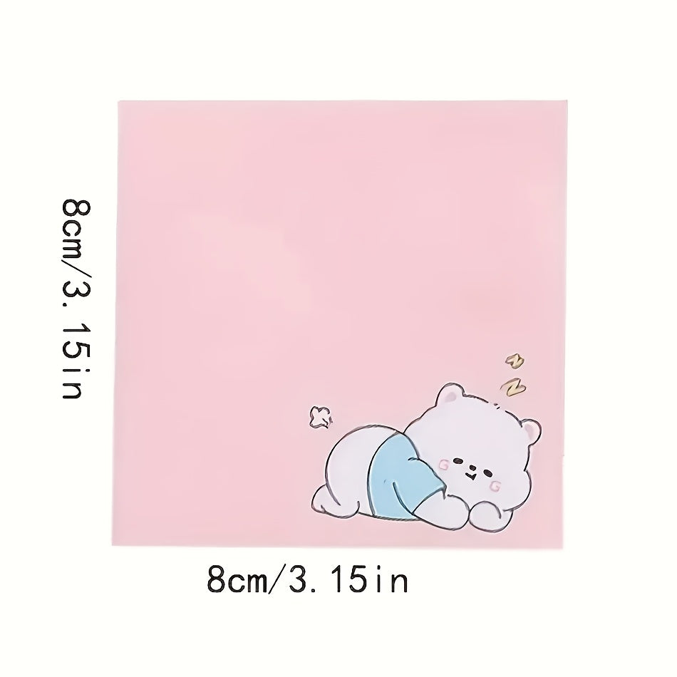 80 Sheets Per Book of Adorable Portable Solid Color Cartoon Sticky Notes - Random Colors of Tearable Paper Towels And Reminder Notes