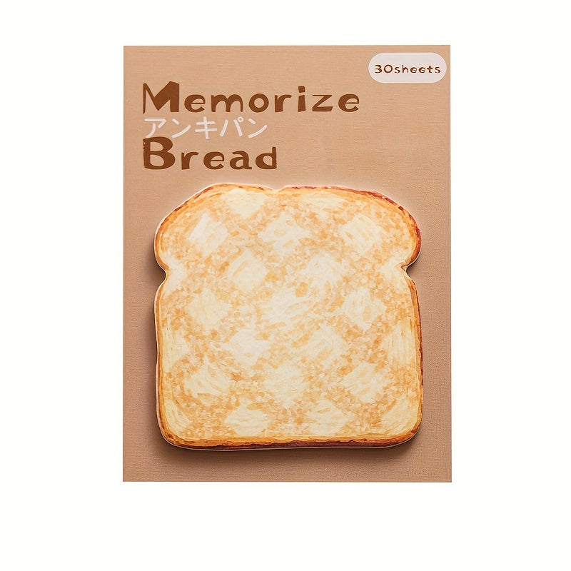 4-Pack Toast-Shaped Sticky Notes, Tearable Office Memo Pads, Index Tabs for Students, Study, Office Notes, and On-the-Go Use