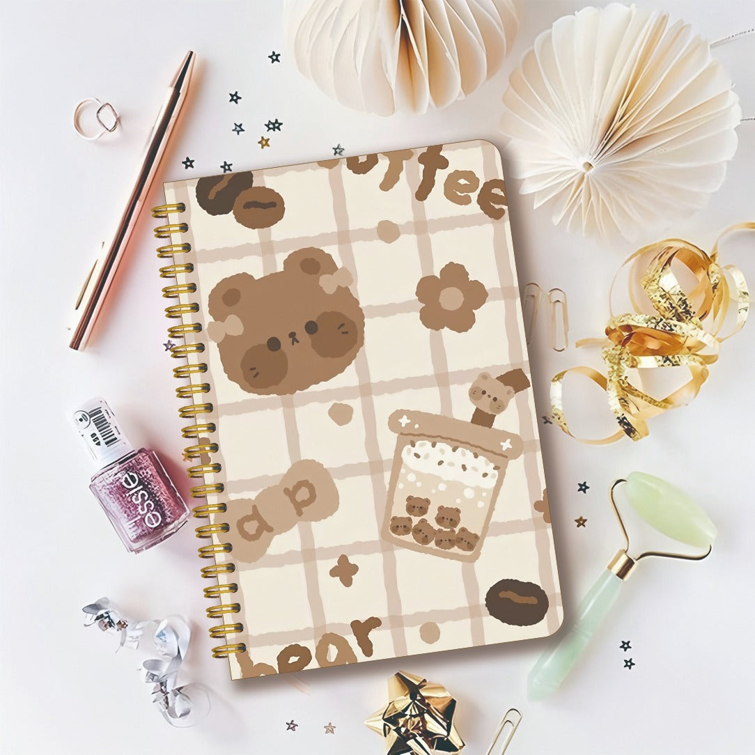 1pc Cute Bear Spiral Notebook - Adorable Bear Cover & Horizontal, 5.5\