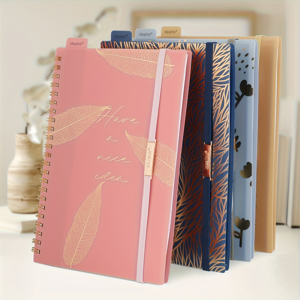 1pc, 160 Pages, A5\u002FA6 Size, PP Coil Spiral Notebook, Floral Design with Hot Stamping, Bandage Diary, PP Study Planner, Stationery, Teacher Materials, Office Supplies, Study Materials, Back-To-School Items