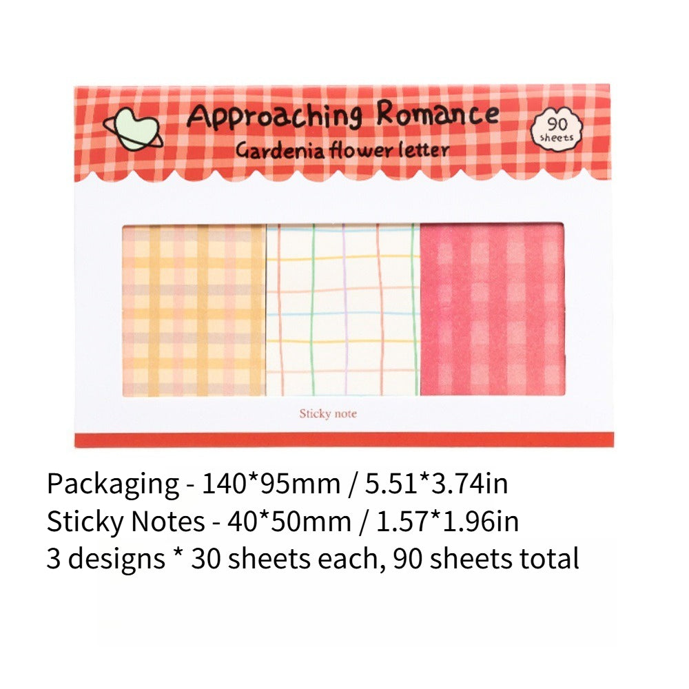 90 Sheets Grid Sticky Notes\u002FVintage Striped Grid\u002FMultiple Colors\u002FJournal Decoration\u002FBasic Paper Memo Pad\u002FWriting Memo Book\u002FMessage Notes\u002FStudent Paper Set\u002FMultiple Styles\u002FStudy